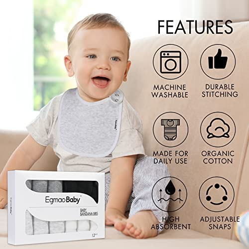 Baby Snap Bibs for Boys & Girls,12 Pack Drooling Bibs for Infants, Newborns, Organic Cotton,Adjustable,Machine Washable | The Storepaperoomates Retail Market - Fast Affordable Shopping