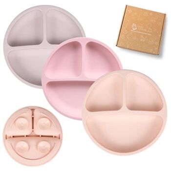 Mia Li Suction Plates for Baby – Set of 3 Toddler Plates with Suction – Cute and Colorful Silicone Plates for Weaning – Ideal for Baby Feeding, Food Storage (Blush, Lilac & Mauve) | The Storepaperoomates Retail Market - Fast Affordable Shopping