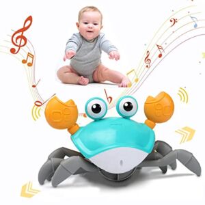 Baby Toys 12-18 Months Crawling Crab Toys for 1 Year Old Boy Girl Gifts Early Education Learning Toy Walking Dancing/Music/Lighting/with Automatically Avoid Obstacles, Toddler & Kids Birthday Gifts