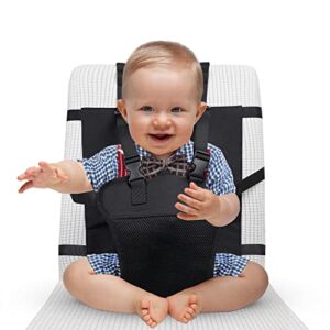 Travel Harness Seat, Portable High Chair, HOSEASCA Baby Travel Essential with Breathable Mesh Attaches to Most Chairs, Machine Washable Baby Accessories for Restaurant, Traveling, Daily Feeding