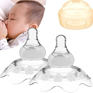 Nipple Shield for Breastfeeding 2 Count, Upgraded for Protecting Inverted & Sore Nipples, Assisting Latch Difficulties, Great for Nursing Mothers, Carrying Case Included