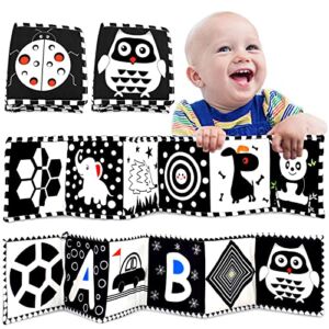 ZHQQ 2 Pack Black and White High Contrast Baby Sensory Toys Baby Soft Book for Early Education, Tummy Time Toys, Three-Dimensional Can Be Bitten and Tear Not Rotten Paper 0-3 Years Old