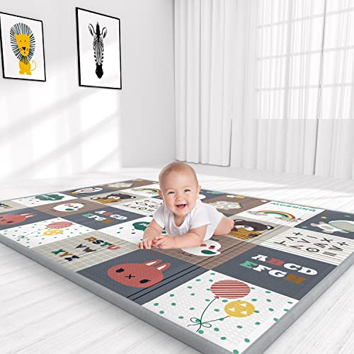 YOOVEE Foldable Baby Play Mat for Crawling, Extra Large Play Mat for Baby, Waterproof Non Toxic Anti-Slip Reversible Foam Playmat for Baby Toddlers Kids, 79″ x 71″ x 0.4″ | The Storepaperoomates Retail Market - Fast Affordable Shopping