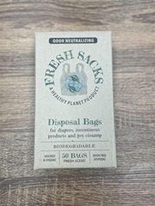 Fresh Sacks Biodegradable Diaper Disposal Bags, Box of 50, teal