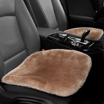 IRIWOOL Luxury Genuine Sheepskin Auto Seat Cover, Soft Wool Seat Pad Warm for Car and Office Chair Non-Slip Universal Fit, 19.2 Inch x19.2 Inch (Front seat Cushion 2pcs, Light Brown) | The Storepaperoomates Retail Market - Fast Affordable Shopping