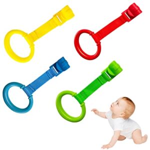 4 Pieces Baby Crib Pull Ring Baby Stand Up Walker Tool Ring Baby Bed Stand Up Rings Walking Assistant Toddler Activity Kids Walking Training Tool