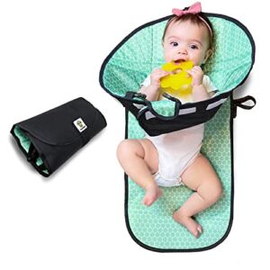 SnoofyBee Portable Clean Hands Changing Pad. 3-in-1 Diaper Clutch, Changing Station, and Diaper-Time Playmat with Redirection Barrier for Use with Infants, Babies and Toddlers. (Black)