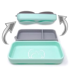 Stella Rose Suction-Go-Bowl® Dip-It Edition The World’s Most Compact Toddler Suction Dish. 100% Food Grade Silicone. Transforms into Container. (Grey and Green)