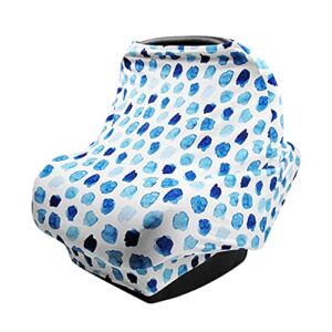 Entyle Baby Car Seat Covers – Car Seat Canopy for Boys Girls, Stretchy Breathable Nursing Breastfeeding Covers, Multifunctional Newborn Nursing Scarf, Infant Stroller/Shopping Cart Cover (Blue Dots)