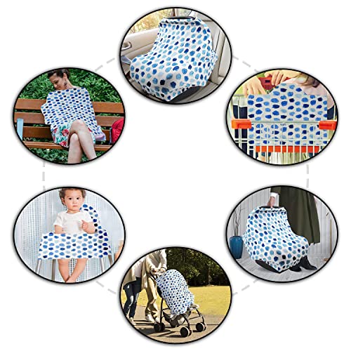 Entyle Baby Car Seat Covers – Car Seat Canopy for Boys Girls, Stretchy Breathable Nursing Breastfeeding Covers, Multifunctional Newborn Nursing Scarf, Infant Stroller/Shopping Cart Cover (Blue Dots) | The Storepaperoomates Retail Market - Fast Affordable Shopping