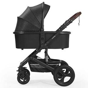 Newborn Infant Toddler Baby Stroller – Strollers with Backrest Adjustable Reversible, 2 in 1 High Landscape Convertible Bassinet Foldable Aluminum Alloy 3D Shock Absorption All Terrain Pram