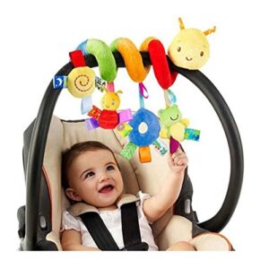 Stroller Accessoire Toy Travel Activity Toy Baby Activity Spiral Bed Stroller Toy Baby Crib Toy Hanging Infant Car Seat Toys Soft Cuddly Toy Cot Accessory for Babies 0-3 Years Old Plush Ringing Bell