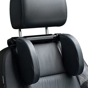 TICARVE Car Headrest Pillow, Car Seat Head Neck Supports, Car Seat Back Hanger Hook, Adjustable Both Side Travel Car Sleeping Pillow for Kids Adult (Black)