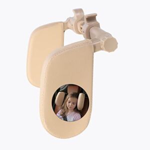 [New Upgraded] Adjustable Car Sleeping Head Support for Kids, DAITSLO Neck Cushion Headrest, U-Shaped Side Wing Pillow for Children (Beige)
