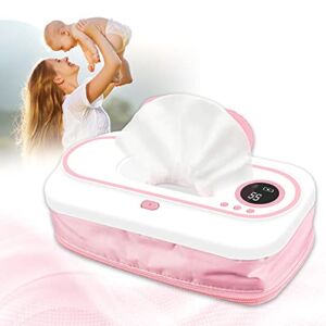 Portable Wipe Warmer, Baby Wipes Dispenser with 2 Modes of Temperature Heating Control , BPA-free Smart Led Display Baby Diaper Wipe Warmer for outdoor&indoor, without charging Can Last 4 Hours