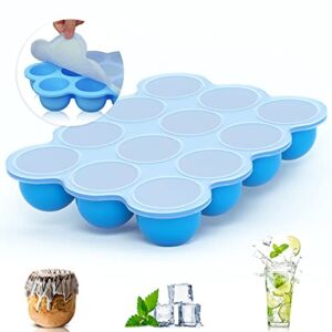 Baby Food Containers, 12 Cup Freezer Tray with Lid, BPA Free Silicone Molds, Individual 75ml Per Cube, Perfect for Homemade Baby Food, Breast Milk- Microwave, Oven