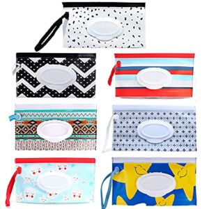 7 Pack Baby Wipes Dispenser, Portable Baby Diaper Wipe Holders, Refillable Wipes Containers, Reusable Travel Wet Pouch