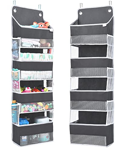 ULG Over Door Organizer with 4 Large Pockets 6 Mesh Side Pockets, 33 lbs Weight Capacity Hanging Storage Organizer with Clear Window for Bedroom Nursery, Baby Kids Toys, Diapers, Dark Grey (1 Pack) | The Storepaperoomates Retail Market - Fast Affordable Shopping