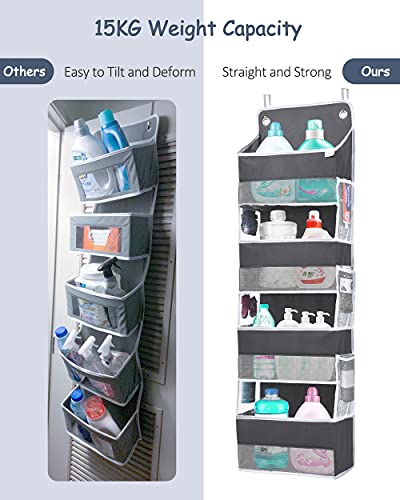 ULG Over Door Organizer with 4 Large Pockets 6 Mesh Side Pockets, 33 lbs Weight Capacity Hanging Storage Organizer with Clear Window for Bedroom Nursery, Baby Kids Toys, Diapers, Dark Grey (1 Pack) | The Storepaperoomates Retail Market - Fast Affordable Shopping