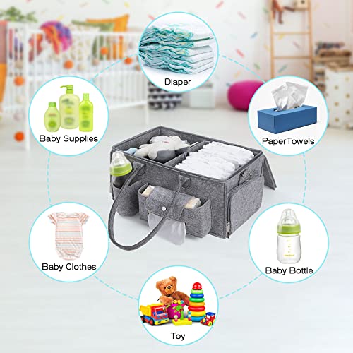 DIMJ Large Capacity Baby Diaper Caddy Organizer with Lid, Shoulder Nursery Storage Bin for Changing Table and Car, Portable Large Baby Shower Basket for Diaper, Toys, Bottles, Wipes, Books | The Storepaperoomates Retail Market - Fast Affordable Shopping