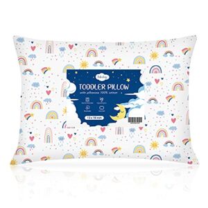 Toddler Pillow,13X18 Soft Baby Pillows for Sleeping, Machine Washable Kids Pillow with Cotton Pillowcase, Perfect for Travel, Toddlers Cot
