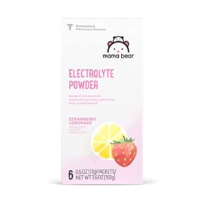 Amazon Brand – Mama Bear Electrolyte Powder Packets 0.6oz, Strawberry Lemonade, 6 Count