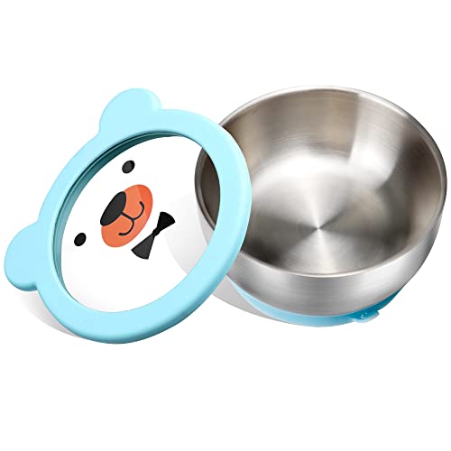 MR. CHOU baby bowls with lid,stainless steel baby bowl,Suction bowls for Toddlers and Kids,with BPA Free,Silicone suction bowls and Tempered Glass Lid,The suction is strong and Easy to clean (Blue) | The Storepaperoomates Retail Market - Fast Affordable Shopping