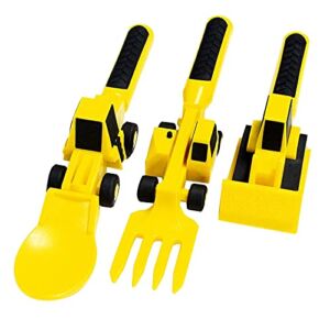 GONEBIN Creative Construction Themed Fork and Spoon for Toddlers and Young Children,Excavator Bulldozer Children’s Toy Tableware
