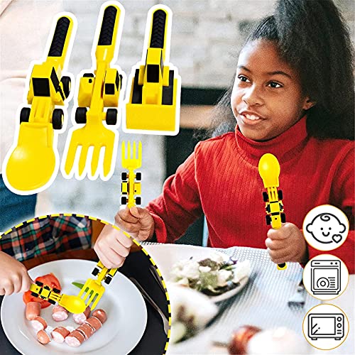 GONEBIN Creative Construction Themed Fork and Spoon for Toddlers and Young Children,Excavator Bulldozer Children’s Toy Tableware | The Storepaperoomates Retail Market - Fast Affordable Shopping