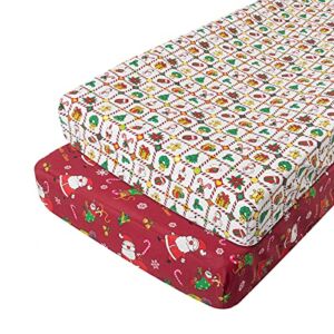 Babygoal Christmas Changing Pad Cover-Unisex Diaper Change Table Sheets for Baby Girls and Boys 100% Organic Cotton-Fits Changing Pads and Cradle Mattress 32″x16″x6″ 2CNTW22-B