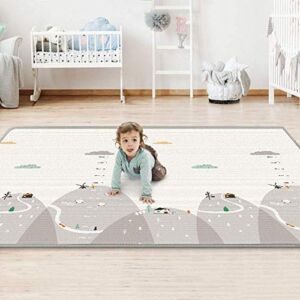 Baby Play Mat,Folding XPE Crawling Mat for Floor, Extra Thick 1cm，Water Proof and Soft for Toddler 78″ X 70″