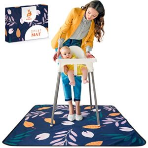 Premium Baby Splat Mat for Under highchair – Large 51 inch Waterproof Spill mat – Anti-Slip Backing Kids Activity mat – Craft mat for Kids – highchair mat