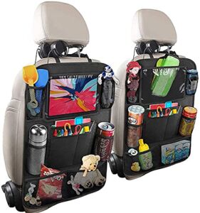 DevSatya Backseat Car Organizer Kick Mats back seat storage bag and 9 Storage Pockets, Travel Accessories for Kids,Toddlers(2 Pack)…