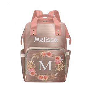 Personalized Pink Floral Diaper Backpack Personalized Mommy Nursing Baby Bags Nappy Bag Casual Travel BackPack for Mom Girl