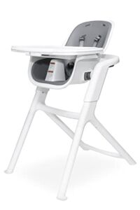 4moms Connect high Chair | Baby High Chair with One-Handed, Magnetic Tray Attachment | Grow-with-Me | from The Makers of The mamaRoo | White/Grey