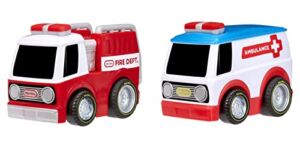 Little Tikes, My First Cars, Crazy Fast Cars 2-Pack Racin’ Responders, Fire Truck, Ambulance, Pullback Toy Car Vehicle Goes up to 50 ft