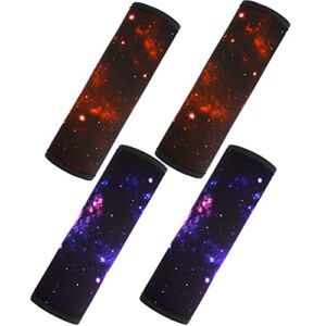 4 Pieces Seat Belt Cover for Kids Soft Car Shoulder Strap Pad Safety Belt Cushion Car Seat Belt Protector Seat Belt Padding Baby Carseat Neck Pads in Different Starry Sky Design for Boys and Girls