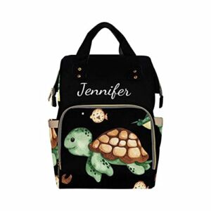 Personalized Little Turtle Diaper Bags Backpack with Name Custom Baby Bag Nursing Nappy Bag Travel Tote Bag for Girl Boy
