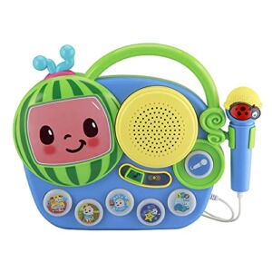 eKids Cocomelon Toy Singalong Boombox with Microphone for Toddlers, Built-in Music and Flashing Lights, for Fans of Cocomelon Toys and Gifts