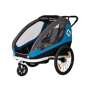 Hamax Traveller Two Seat Child Bike Trailer + Stroller (Black/Blue)
