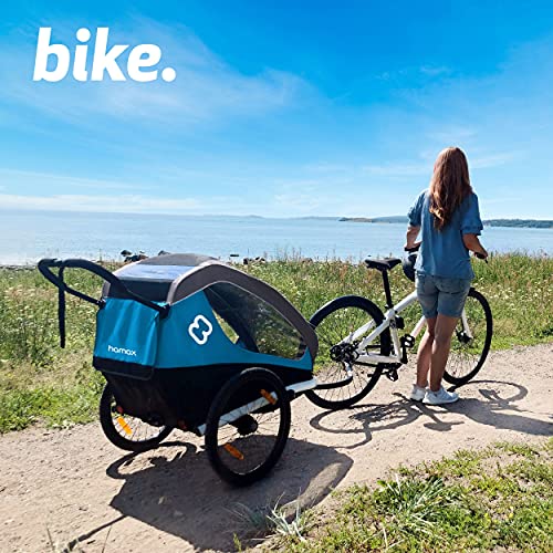 Hamax Traveller Two Seat Child Bike Trailer + Stroller (Black/Blue) | The Storepaperoomates Retail Market - Fast Affordable Shopping