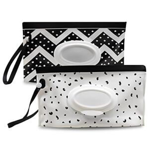 Baby Wipe Dispenser,Portable Refillable Wipe Holder,Baby Wipes Container,Wipes Bag,Reusable Travel Wet Wipe Pouch (2PACK)