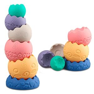 Miawow Stacking Balls Soft Toys for Babies 6 12 18 Months 1 Year Old Girls Boys – Toddlers Sensory Educational Montessori Baby Blocks – Infant Newborn Developmental Teething Learning Stacker Cups