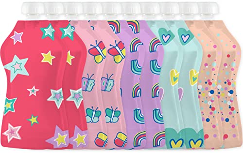 SQUOOSHI Reusable Food Pouches 10-Pack 5oz – Baby Food Storage Toddler Kids Squeeze Pouch Washable Freezer Safe – 5 Fun Designs | The Storepaperoomates Retail Market - Fast Affordable Shopping