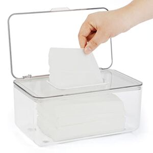 Flenpptly Baby Wipes Dispenser, Wipe Holder Wipes Container Large Capacity Keep Wipes Fresh & Easy to Open (Transparent)