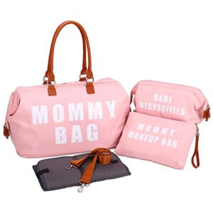 Upgrade Large Capacity Mommy Bag for Hospital, Labor and Delivery, Baby Hospital Diaper Bag, Maternity Tote Hospital Bag with Travel Organizers, Changing Pad, Waterproof, Multi-Functional, Pink