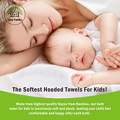 Cosy Family 3 Pack Bamboo Baby Hooded Towels, Ultra Soft Unisex Bath Towels for Babies,Toddler,Infant – Newborn Essential – Ultra Absorbent Toddler Towels for Baby Boy Girl – White | The Storepaperoomates Retail Market - Fast Affordable Shopping