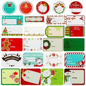 432 Pieces Christmas Sticker Labels, Self Adhesive Christmas Gift Tags for Gift Boxes Envelopes, Santa Snowmen Xmas Tree Reindeer Holiday Decorative Presents Name Labels