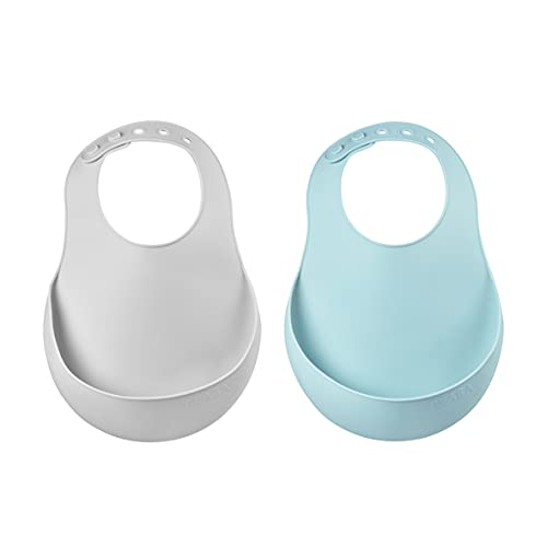 BEABA Silicone Baby Bib, Baby Bibs with Baby Food Catcher, Soft Silicone Bib for Baby Boy Bibs Baby Girl Bibs, Baby Essentials for feeding, Rain/Cloud | The Storepaperoomates Retail Market - Fast Affordable Shopping