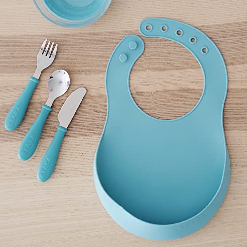 BEABA Silicone Baby Bib, Baby Bibs with Baby Food Catcher, Soft Silicone Bib for Baby Boy Bibs Baby Girl Bibs, Baby Essentials for feeding, Rain/Cloud | The Storepaperoomates Retail Market - Fast Affordable Shopping